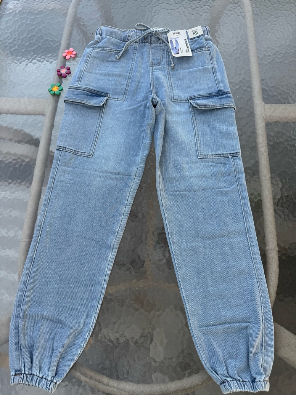 🩵🤍Denim Cargo Pull-On Joggers Light Wash XS NWT No Boundaries